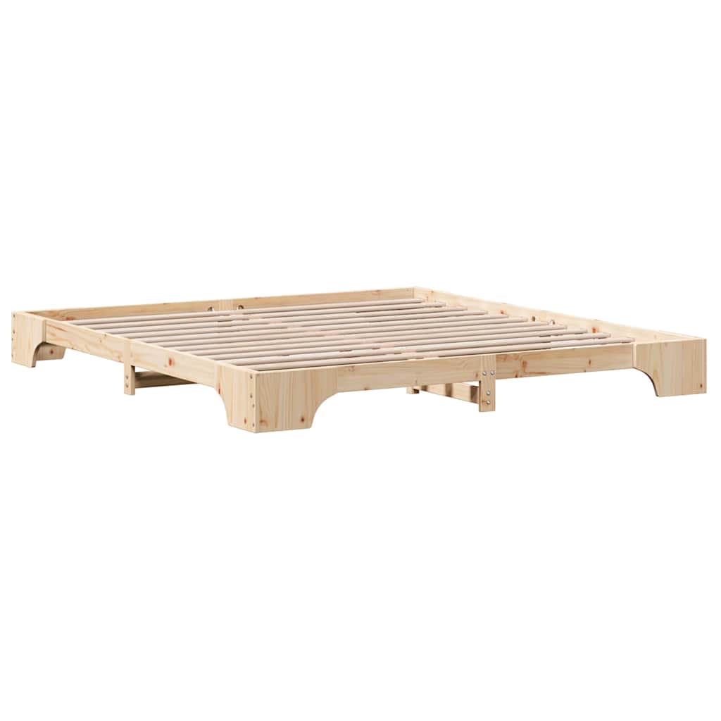vidaXL Bettrahmen Natur 200 x 200 cm Massives Kiefernholz