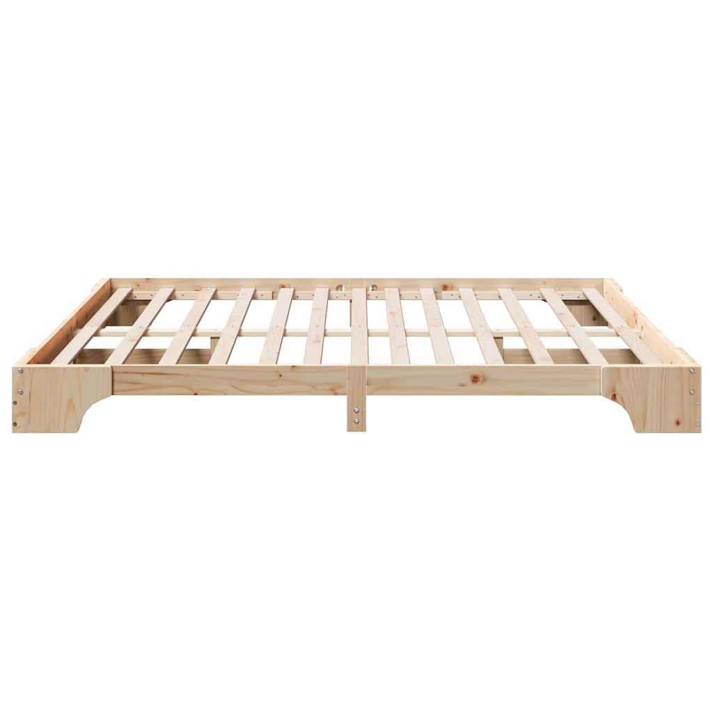 vidaXL Bettrahmen Natur 200 x 200 cm Massives Kiefernholz
