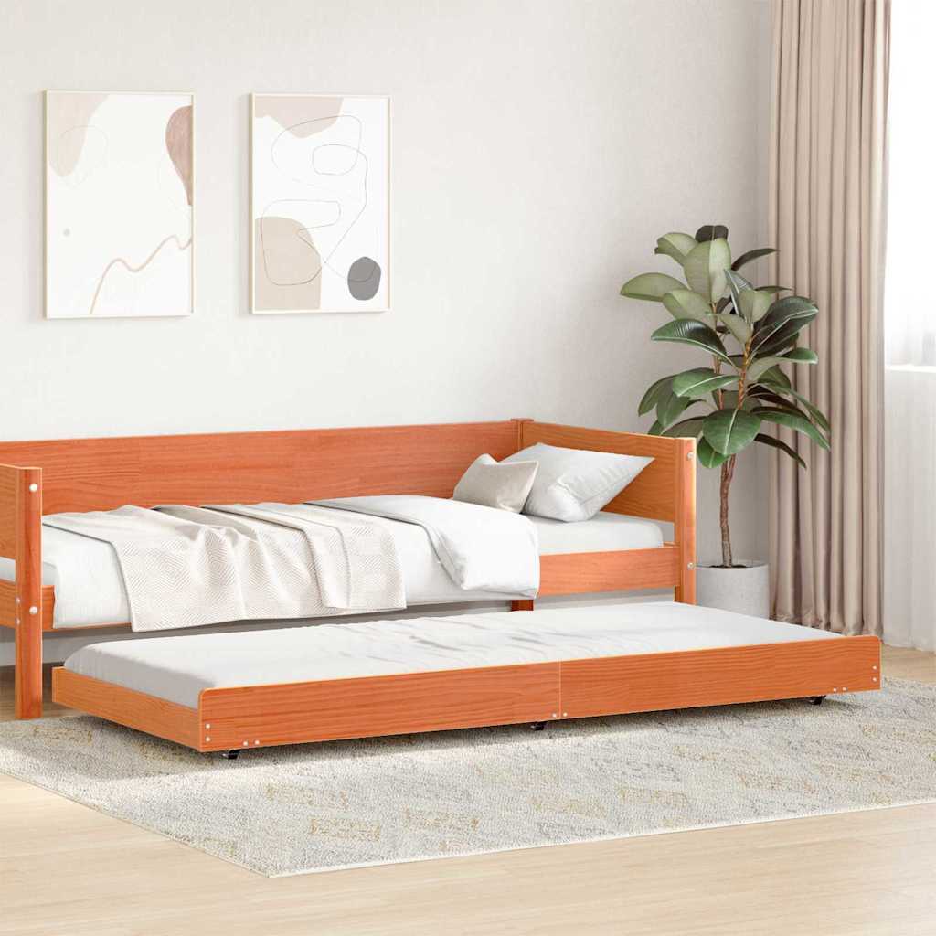 vidaXL Bettgestell Braun 90 x 200 cm Massivholz Kiefer