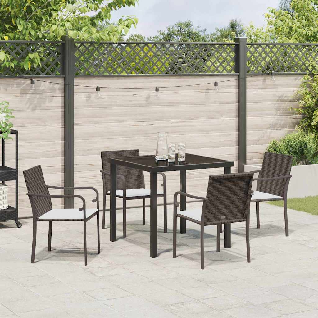 vidaXL Garten Essgruppe 5 pcs Braun und Schwarz PE-Rattan