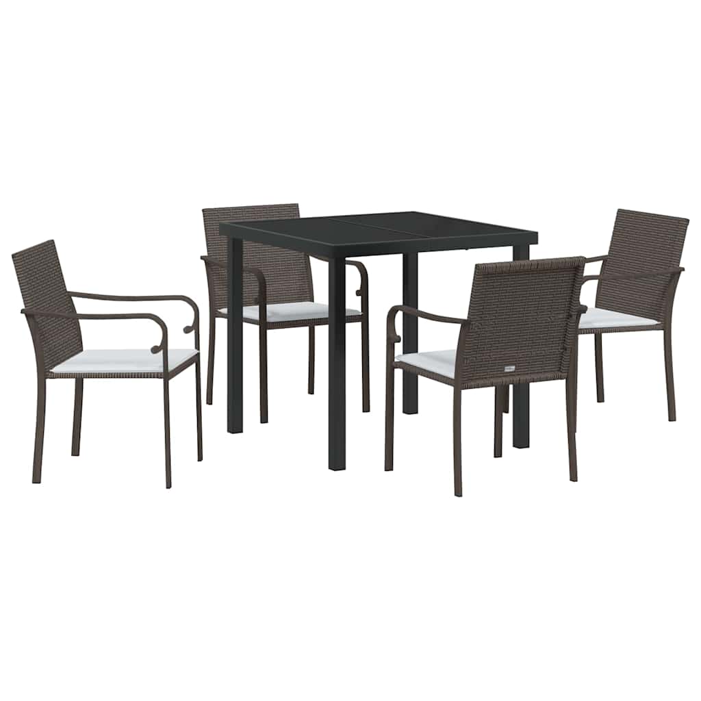 vidaXL Garten Essgruppe 5 pcs Braun und Schwarz PE-Rattan