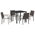 vidaXL Garten Essgruppe 5 pcs Braun und Schwarz PE-Rattan
