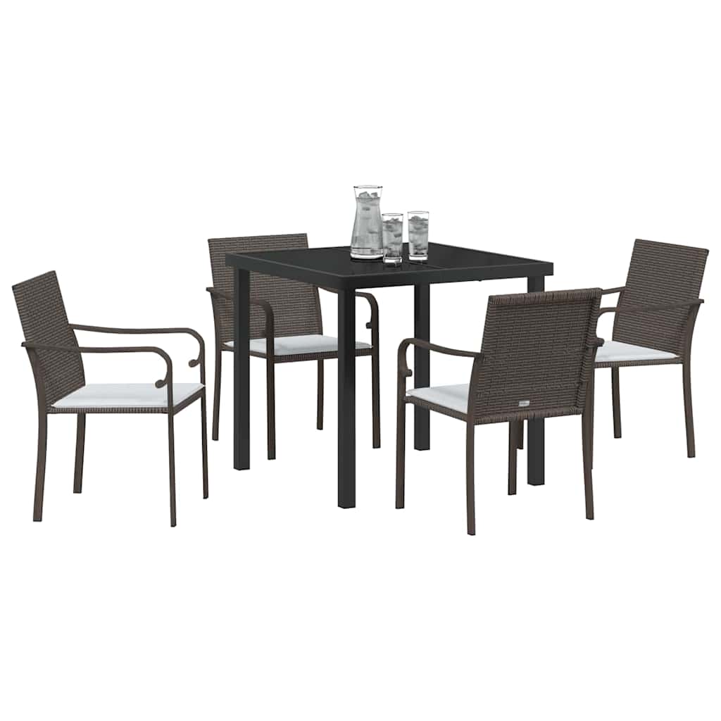 vidaXL Garten Essgruppe 5 pcs Braun und Schwarz PE-Rattan