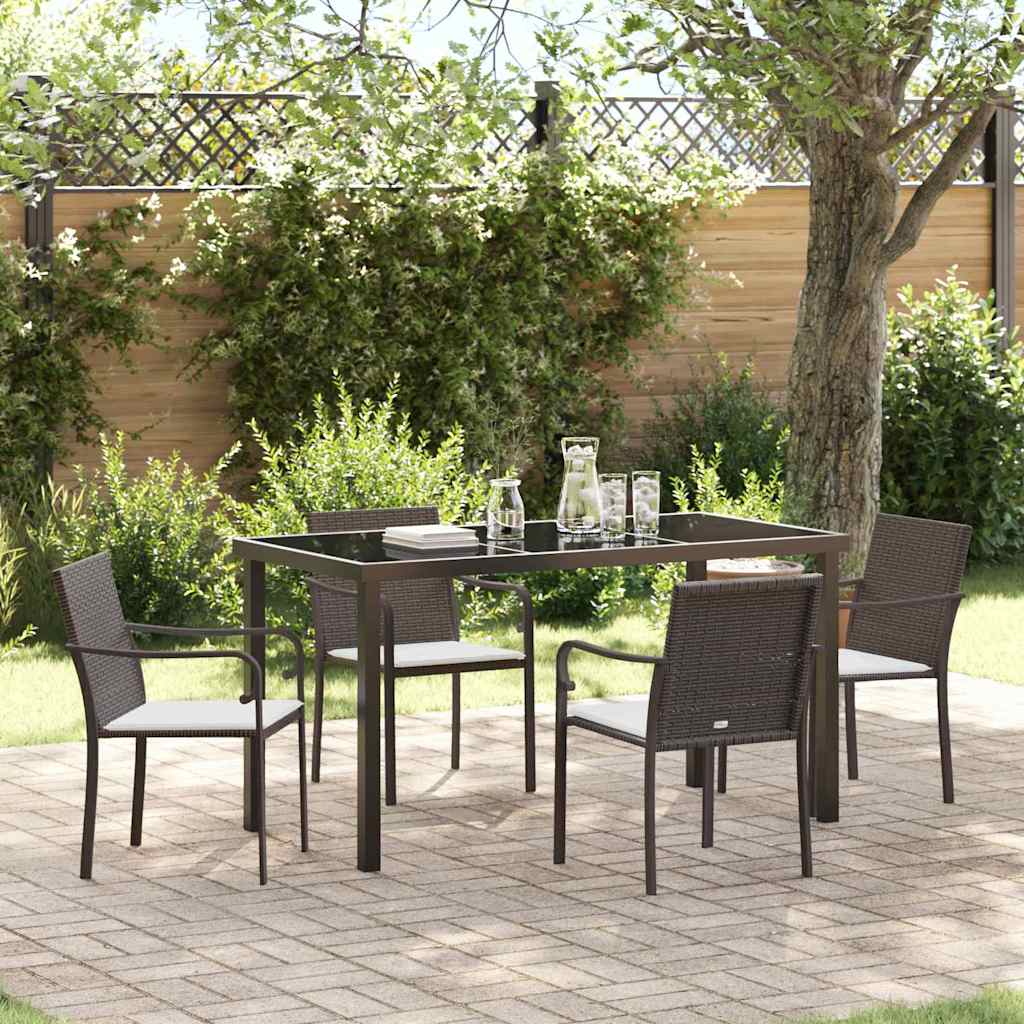 vidaXL Garten Essgruppe 5 pcs Braun und Schwarz PE-Rattan