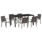 vidaXL Garten Essgruppe 7 pcs Braun und Schwarz PE-Rattan