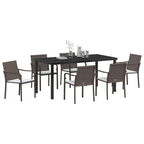 vidaXL Garten Essgruppe 7 pcs Braun und Schwarz PE-Rattan