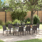 vidaXL Garten Essgruppe 9 pcs Braun und Schwarz PE-Rattan