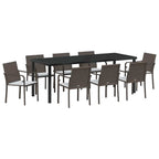 vidaXL Garten Essgruppe 9 pcs Braun und Schwarz PE-Rattan