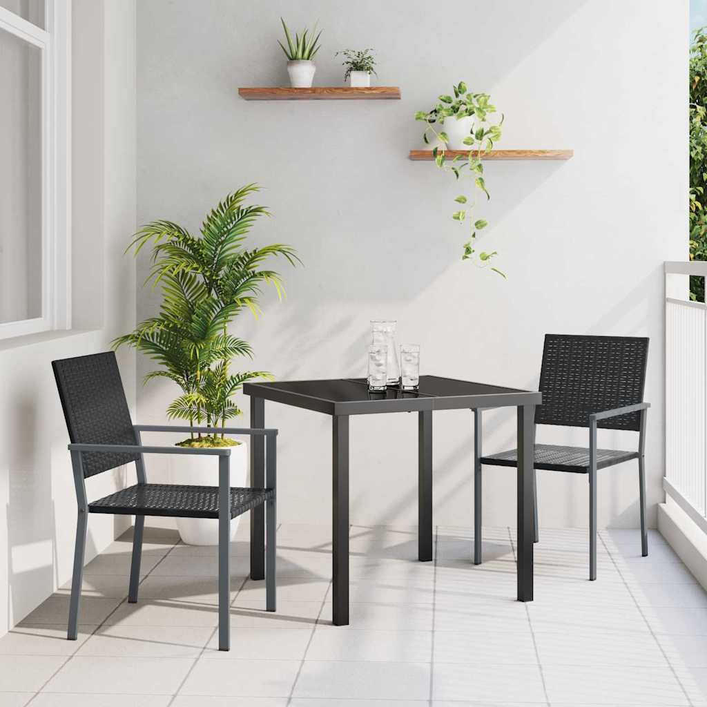 vidaXL Garten Essgruppe 3 pcs Schwarz PE-Rattan