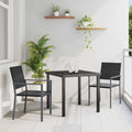 vidaXL Garten Essgruppe 3 pcs Schwarz PE-Rattan