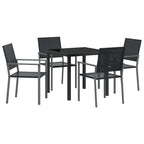 vidaXL Garten Essgruppe 5 pcs Schwarz PE-Rattan