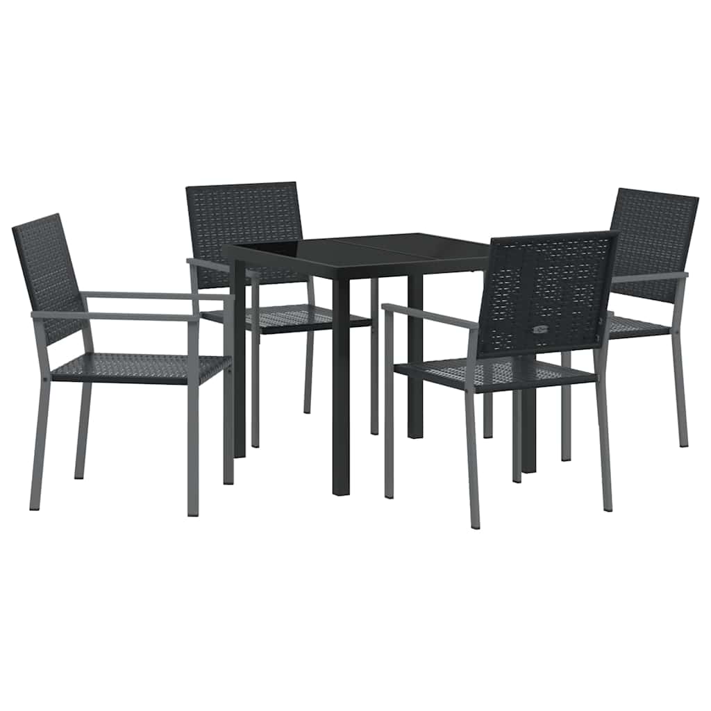 vidaXL Garten Essgruppe 5 pcs Schwarz PE-Rattan