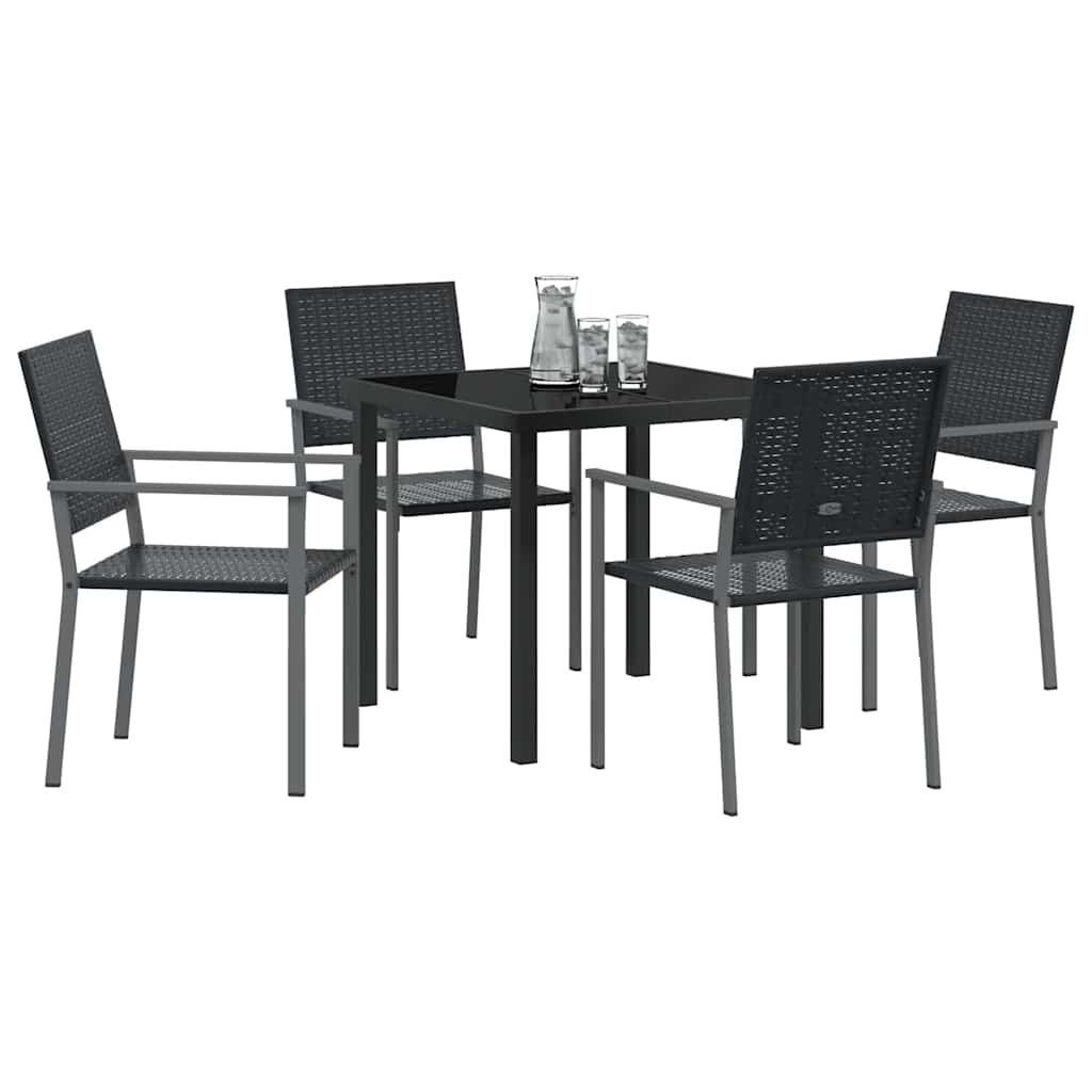 vidaXL Garten Essgruppe 5 pcs Schwarz PE-Rattan