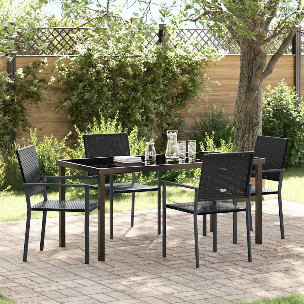 vidaXL Garten Essgruppe 5 pcs Schwarz PE-Rattan