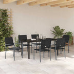 vidaXL Garten Essgruppe 7 pcs Schwarz PE-Rattan