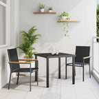 vidaXL Garten Essgruppe 3 pcs Schwarz Pulverbeschichteter Stahl