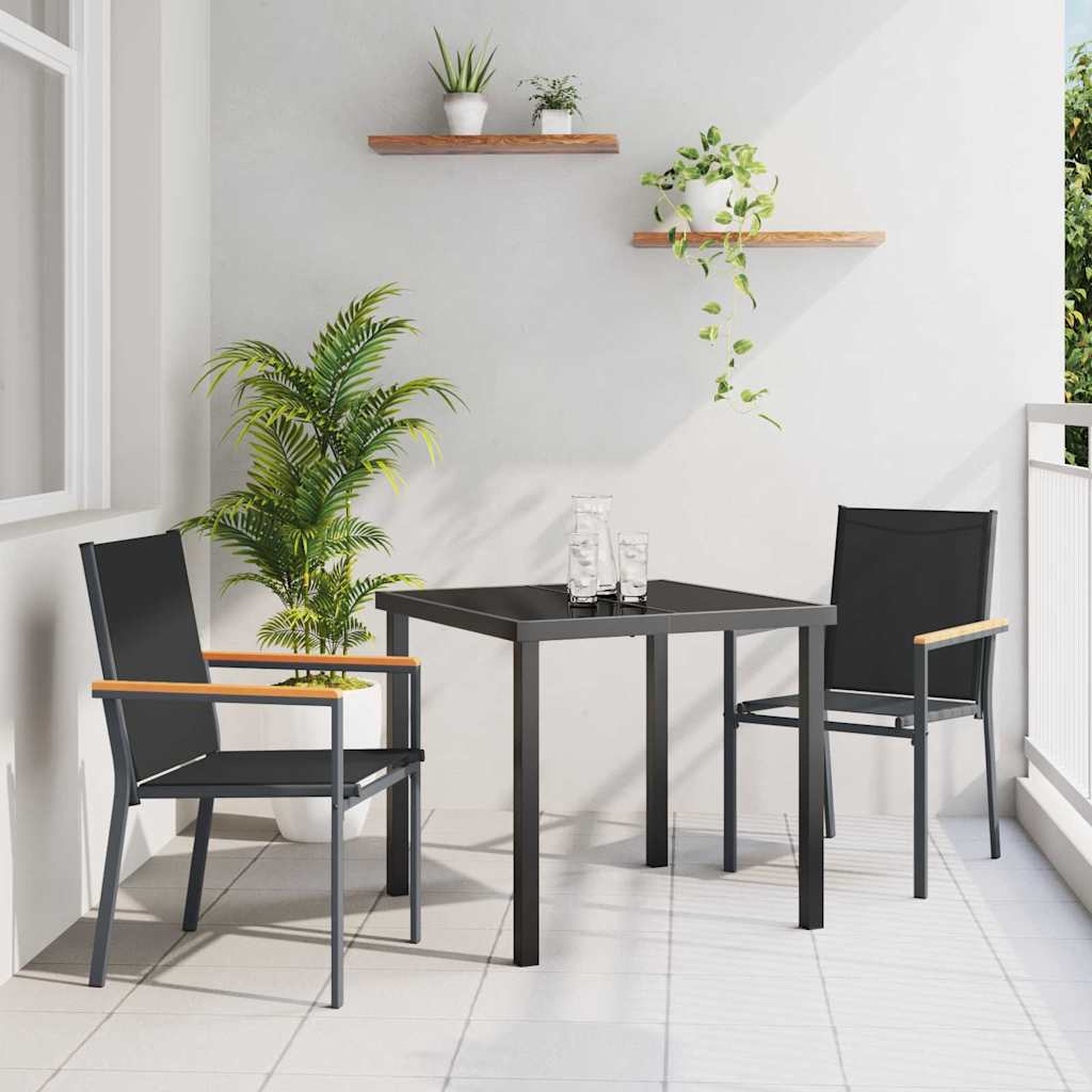 vidaXL Garten Essgruppe 3 pcs Schwarz Pulverbeschichteter Stahl