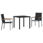 vidaXL Garten Essgruppe 3 pcs Schwarz Pulverbeschichteter Stahl