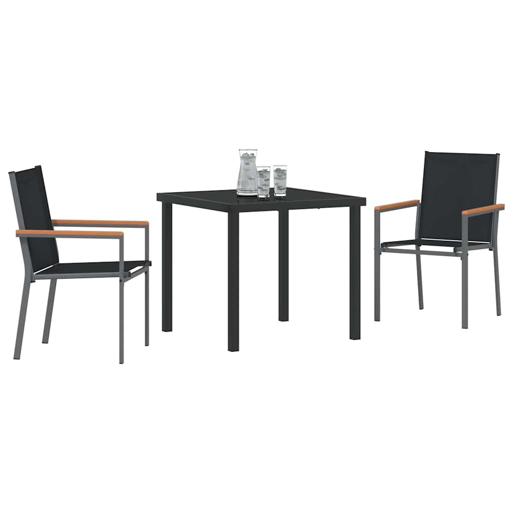 vidaXL Garten Essgruppe 3 pcs Schwarz Pulverbeschichteter Stahl