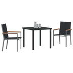vidaXL Garten Essgruppe 3 pcs Schwarz Pulverbeschichteter Stahl