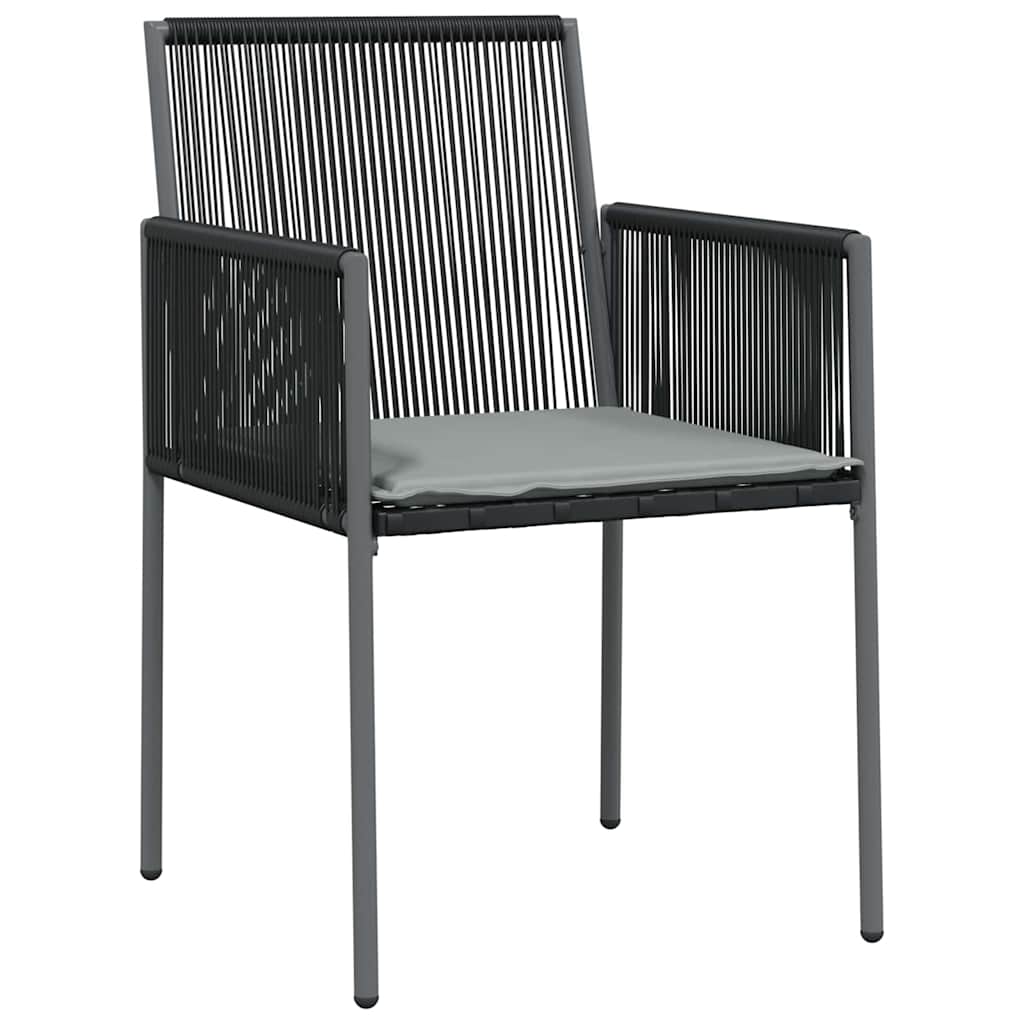 vidaXL Garten Essgruppe 9 pcs Schwarz PE-Rattan
