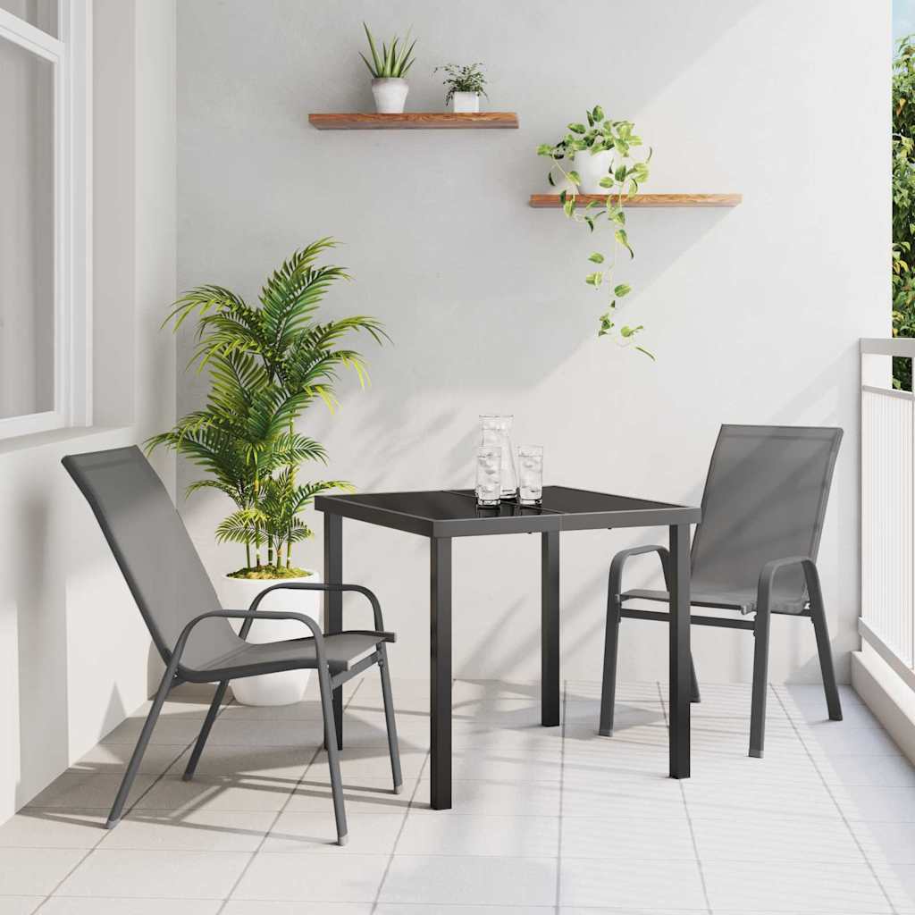 vidaXL Garten Essgruppe 3 pcs Grau und Schwarz