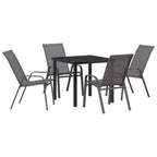 vidaXL Garten Essgruppe 5 pcs Grau und Schwarz