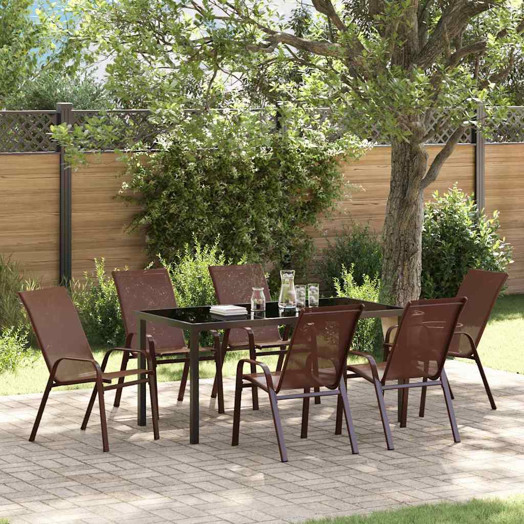 vidaXL Garten Essgruppe 7 pcs Braun und Schwarz