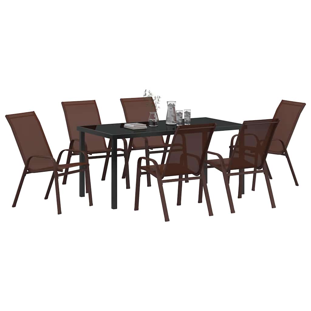 vidaXL Garten Essgruppe 7 pcs Braun und Schwarz