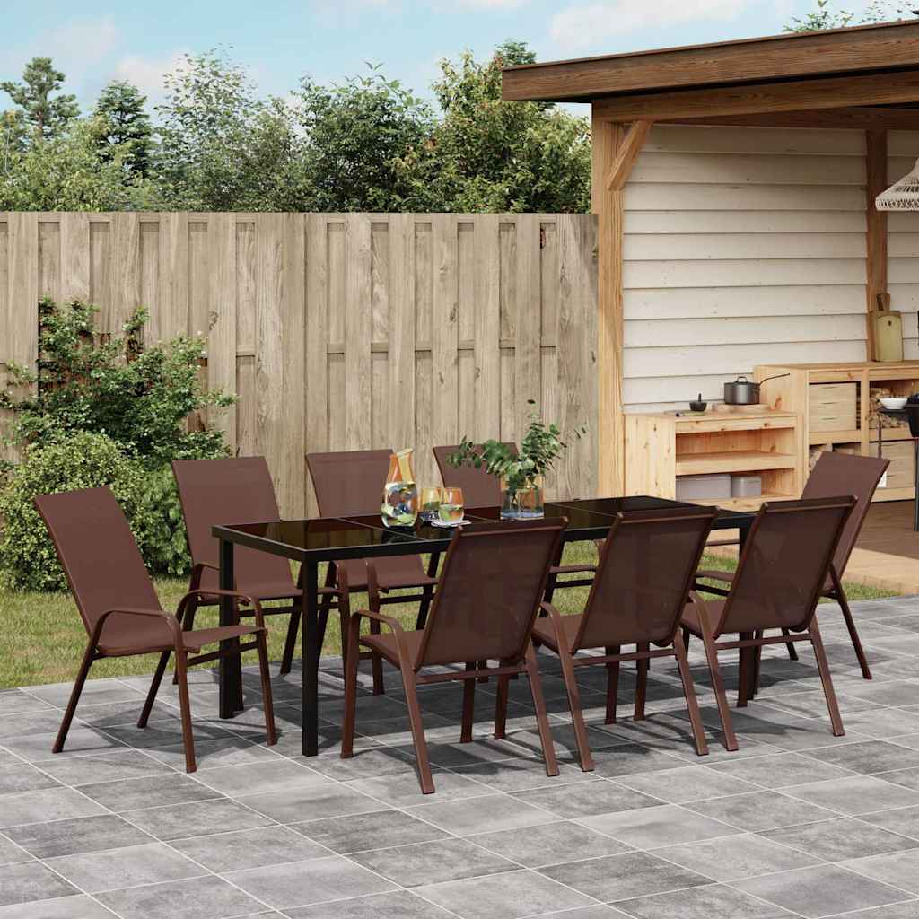 vidaXL Garten Essgruppe 9 pcs Braun und Schwarz