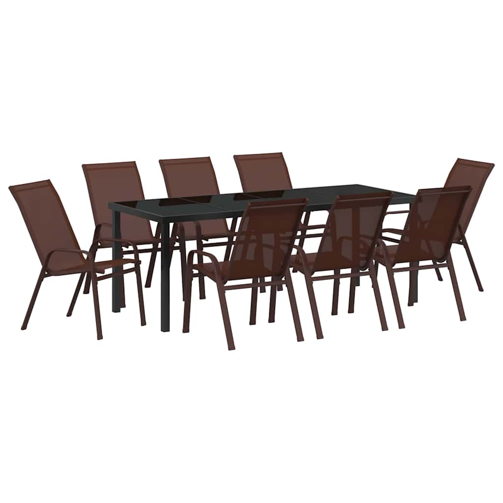 vidaXL Garten Essgruppe 9 pcs Braun und Schwarz