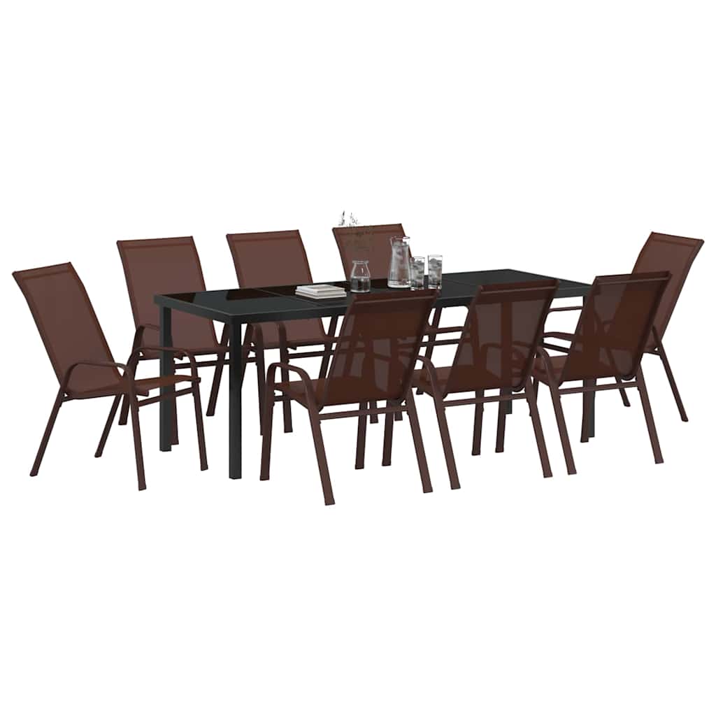 vidaXL Garten Essgruppe 9 pcs Braun und Schwarz