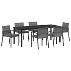 vidaXL Garten Essgruppe 6 pcs Grau Pulverbeschichteter Stahl