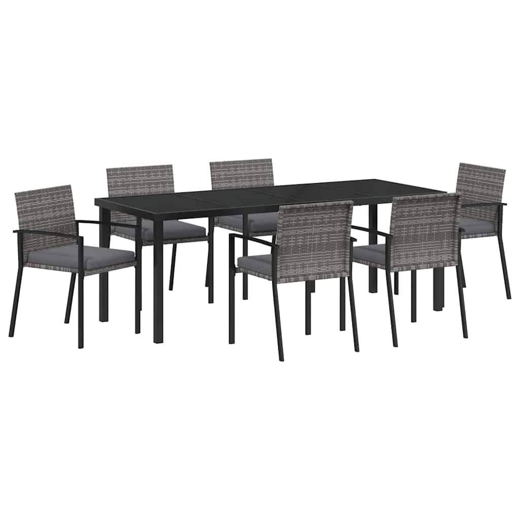 vidaXL Garten Essgruppe 6 pcs Grau Pulverbeschichteter Stahl