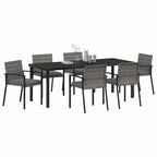 vidaXL Garten Essgruppe 6 pcs Grau Pulverbeschichteter Stahl