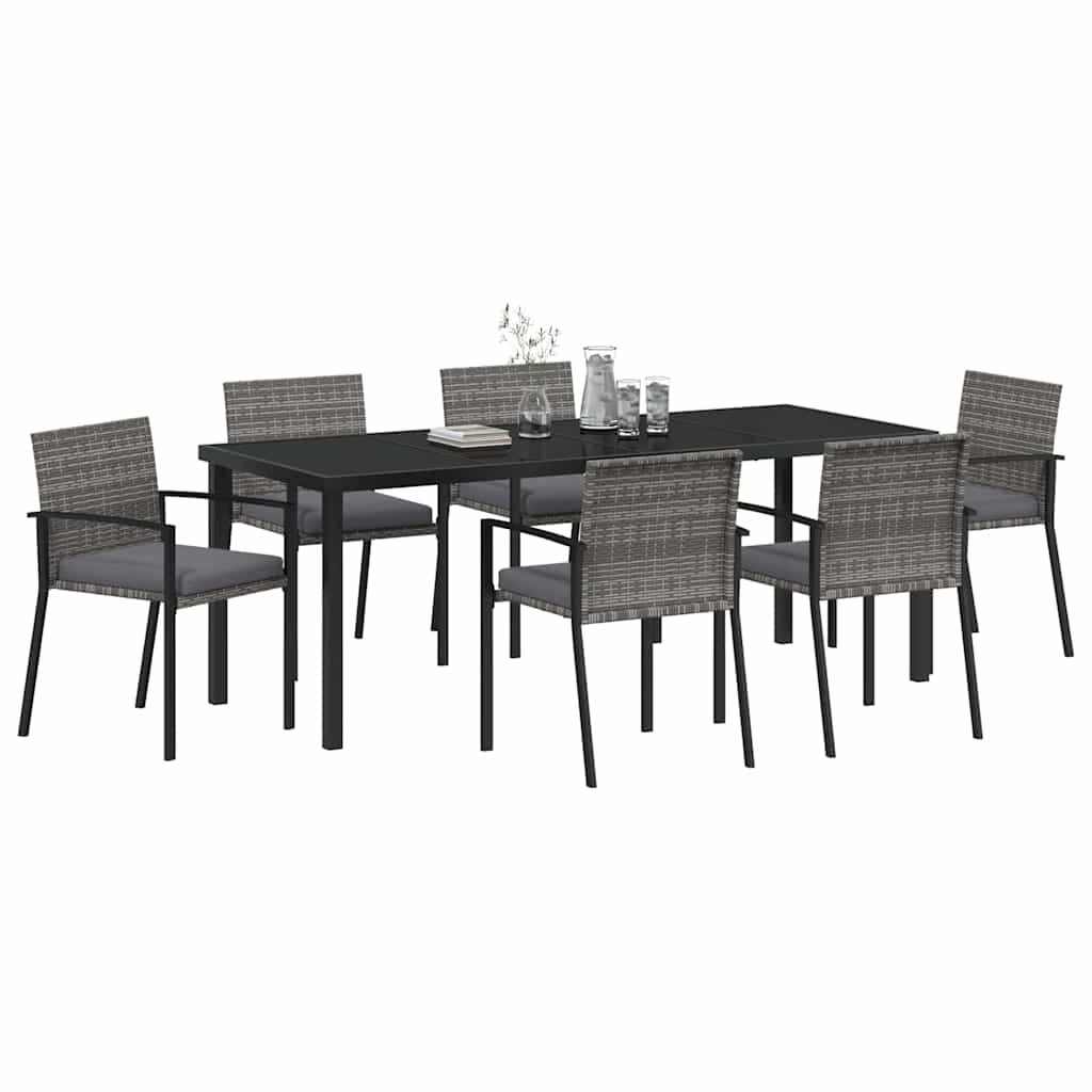 vidaXL Garten Essgruppe 6 pcs Grau Pulverbeschichteter Stahl