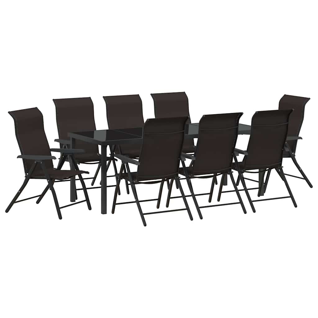 vidaXL Garten Essgruppe 9 pcs Schwarzer Kaffee
