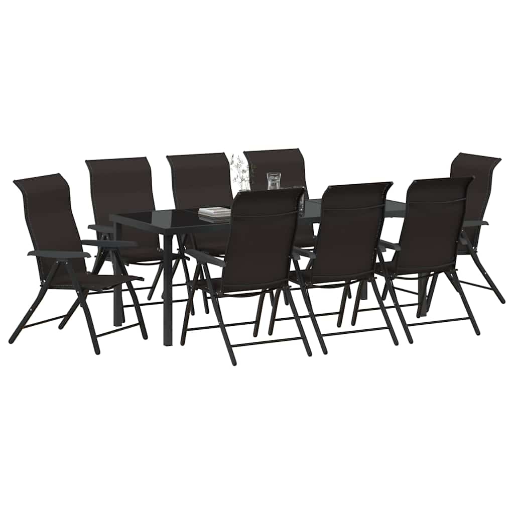 vidaXL Garten Essgruppe 9 pcs Schwarzer Kaffee