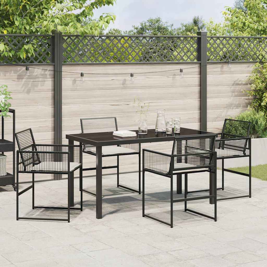 vidaXL Garten Essgruppe 5 pcs Schwarz Poly-Rattan