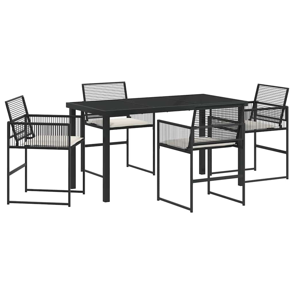 vidaXL Garten Essgruppe 5 pcs Schwarz Poly-Rattan