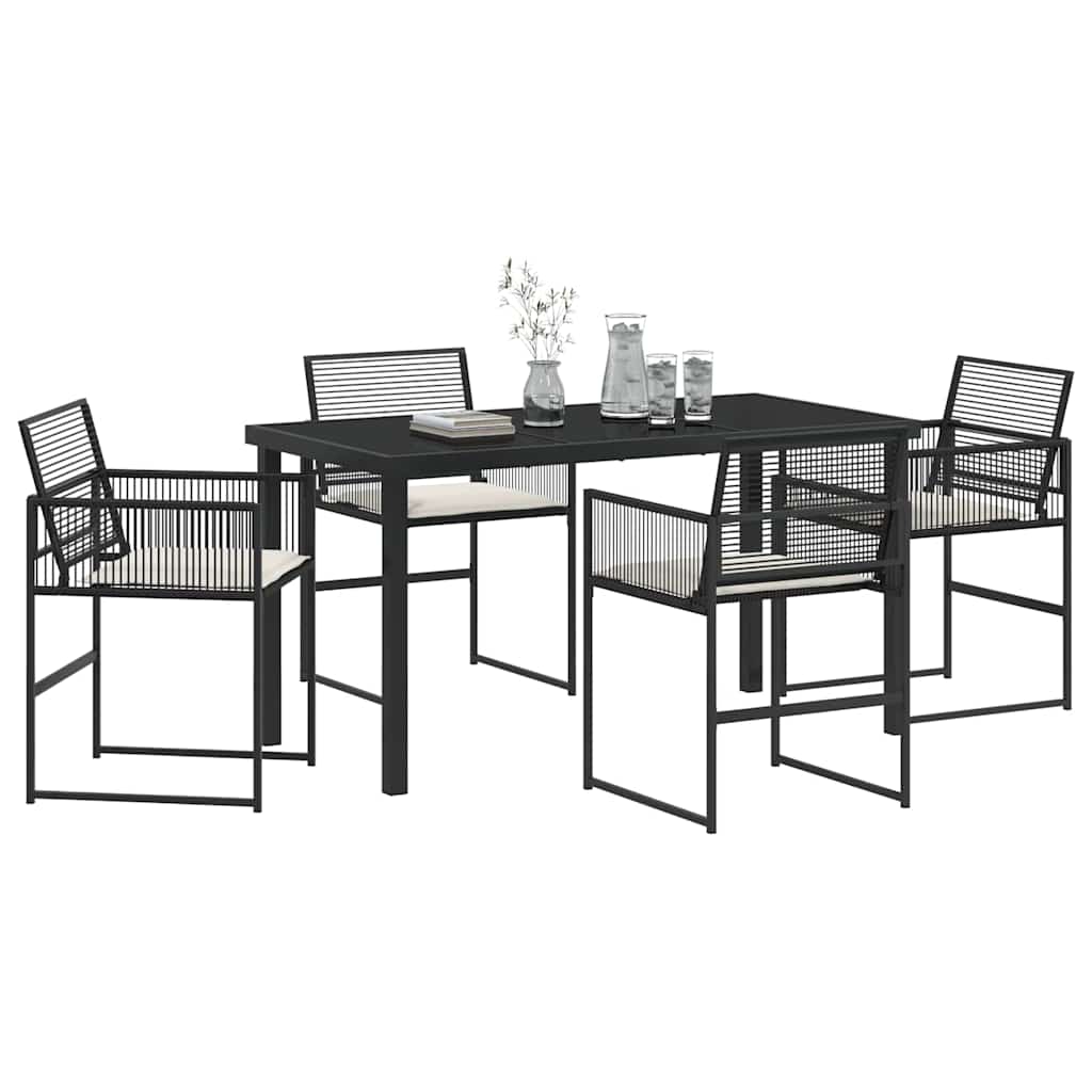 vidaXL Garten Essgruppe 5 pcs Schwarz Poly-Rattan