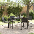 vidaXL Garten Essgruppe mit Kissen 5 pcs Schwarz und Creme Poly-Rattan