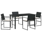 vidaXL Garten Essgruppe mit Kissen 5 pcs Schwarz und Creme Poly-Rattan