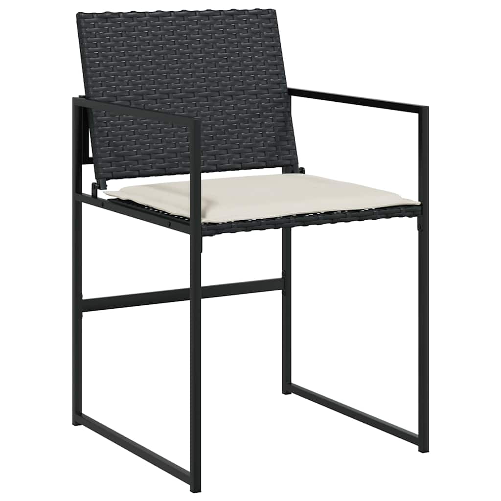 vidaXL Garten Essgruppe mit Kissen 5 pcs Schwarz und Creme Poly-Rattan