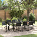 vidaXL Garten Essgruppe mit Kissen 9 pcs Schwarz und Creme Poly-Rattan