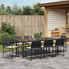 vidaXL Garten Essgruppe mit Kissen 9 pcs Schwarz und Creme Poly-Rattan