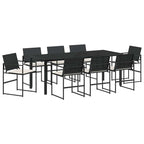 vidaXL Garten Essgruppe mit Kissen 9 pcs Schwarz und Creme Poly-Rattan
