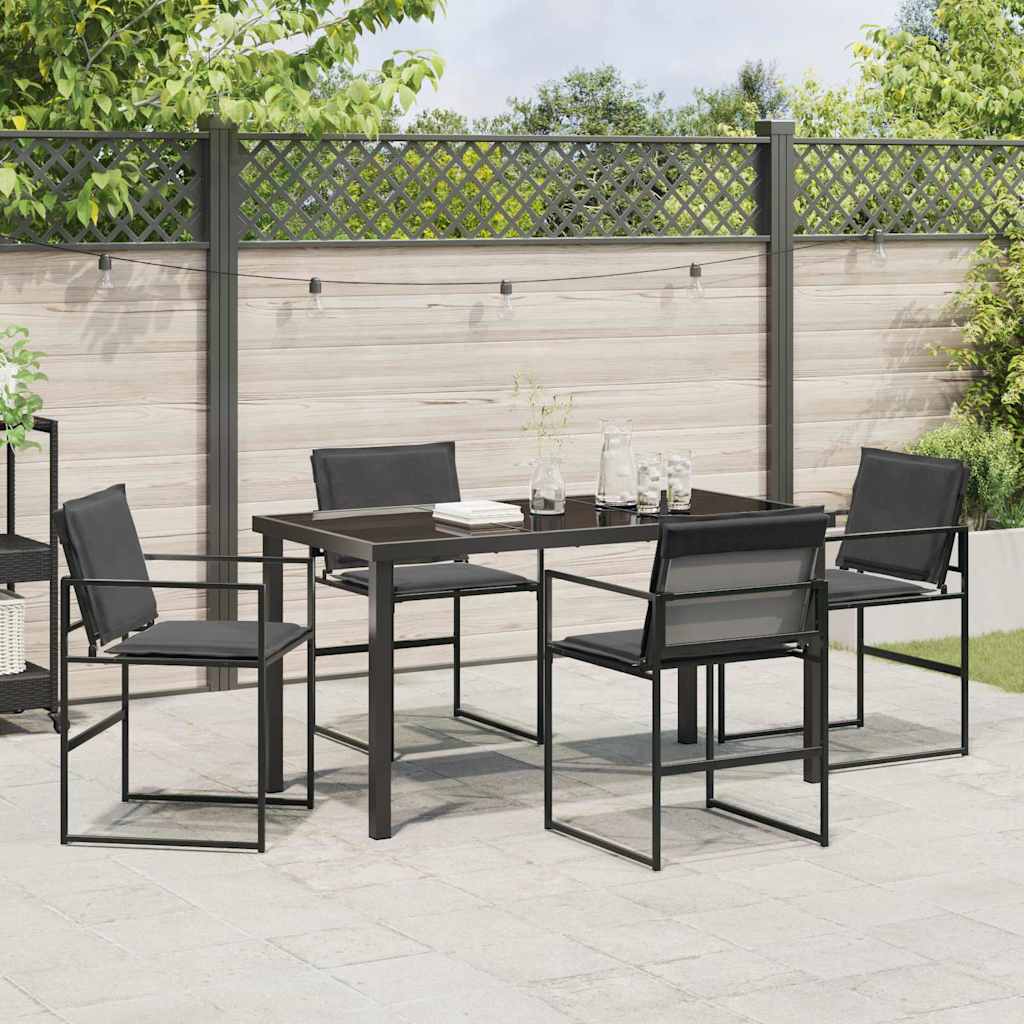 vidaXL Garten Essgruppe 5 pcs Schwarz 140 x 70 x 73 cm