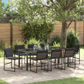 vidaXL Garten Essgruppe 9 pcs Schwarz 200 x 80 x 73 cm