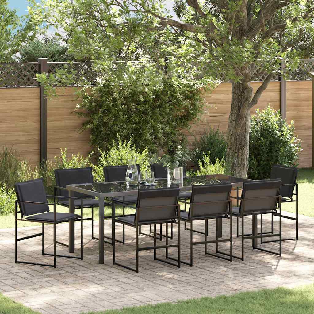 vidaXL Garten Essgruppe 9 pcs Schwarz 200 x 80 x 73 cm